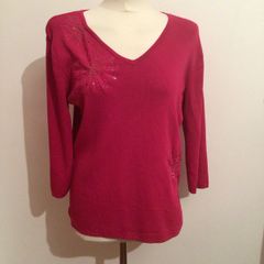 Gerard Ladies fushia pink 3/4 Sleeve jumper size 14/16 includes postage