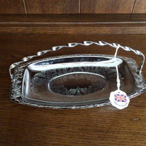 Vintage Stainless chrome plated Small sweet / cake slice serving tray