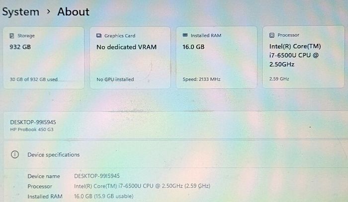 HP Probook 450 G3 i7 Laptop