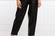 Pinko black high waisted leather look trousers