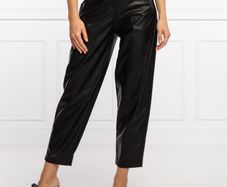 Pinko black high waisted leather look trousers