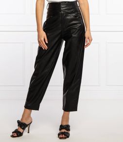 Pinko black high waisted leather look trousers