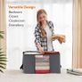 Large Capacity Clothes Storage Bag Organizer with Reinforced Handle Thick Fabric for Comforters, Blankets, Bedding, Foldable with Sturdy Zipper, Clear Window, 3 Pack, Grey Image 3