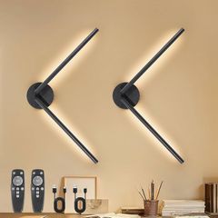 6600mAh Rechargeable Wall Lights, Dimmable Wall Lamp Wireless, 300 Rotation Modern Wall Sconces with Timer Function, USB Wall Mounted Bedside Lights with Remote Control, 2 Packs