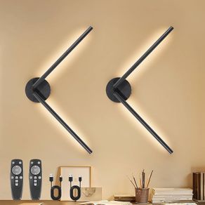 6600mAh Rechargeable Wall Lights, Dimmable Wall Lamp Wireless, 300 Rotation Modern Wall Sconces with Timer Function, USB Wall Mounted Bedside Lights with Remote Control, 2 Packs