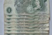 Forde, O'Brien, Hollom, Circa 1955 to 1970. One pound notes, English.