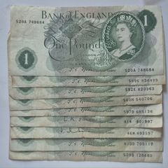 Forde, O'Brien, Hollom, Circa 1955 to 1970. One pound notes, English.