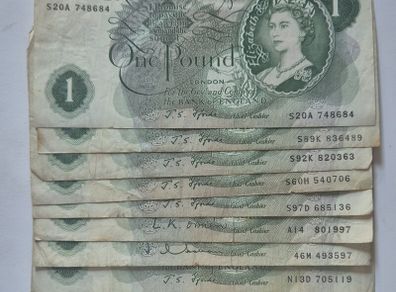 Forde, O'Brien, Hollom, Circa 1955 to 1970. One pound notes, English.