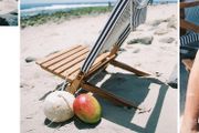 New Lauren 2 piece navy and white stripe wooden beach chair by Business and pleasure
