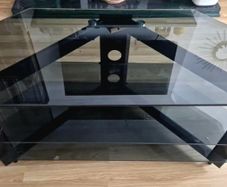 Black Glass TV Stand with 3 Shelves