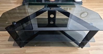 Black Glass TV Stand with 3 Shelves