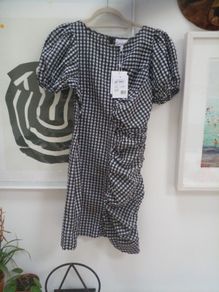 ganni check mini dress size 12