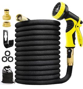 100FT, Expandable Garden Hose,Upgraded 10 Function Modes Water Spray Gun, Expanding Hose Pipe,Water Hose Pipe 3/4" & 1/2" Solid Brass Connectors,No-Kink Flexible Hose Pipe (FREE POSTAGE)