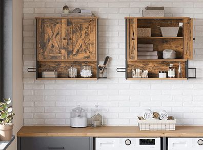 New Rustic Brown Industrial Storage Cabinet - FREE P&P