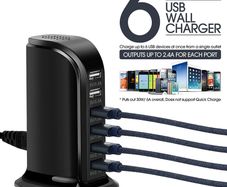 Quick charge 6 Port USB Charging Charger Station Multiple Power Socket Smart Phone USB Charger for iPhone Samsung Xiaomi Desktop Charger