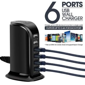 Quick charge 6 Port USB Charging Charger Station Multiple Power Socket Smart Phone USB Charger for iPhone Samsung Xiaomi Desktop Charger