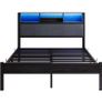Double Bed Frame with Charging Station and LED Lights Image 2