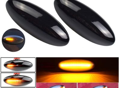 2Pcs Car LED Dynamic Turn Signal Light, Smoked Black Lens Yellow LED Dynamic Side Marker Lights Compatible with Toyota Yaris Corolla Auris Mk1 E15 RAV4 Mk3