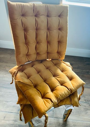 chair pads x 4 (gold in color with ties)