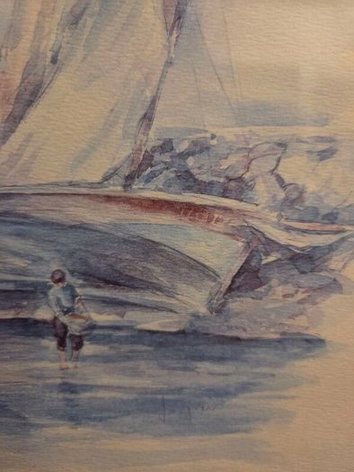 "Le Mont St Michel Maree Basse" Signed Watercolour framed