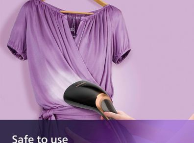 Philips Steam&Go Plus Handheld Clothes Steamer, Vertical and Horizontal Garment Steamer, No Ironing Board Needed, 0.07 Litre, 1300 W, Black/Copper