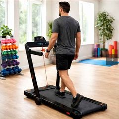 Treadmill converts to walking pad