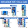 Cartoon Clothes Closet Wardrobe DIY Modular Storage Organizer, Sturdy and Safe for Children, 8 Cubes & 2 Hanging Sections, Blue, 110 x 47 x 147 cm Image 3