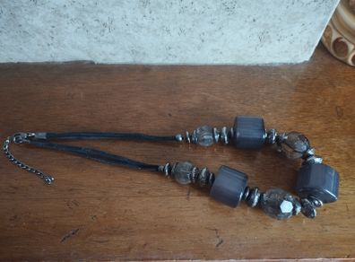 Vintage Grey Black Necklace.