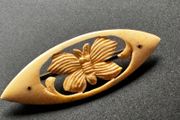 Vintage Hand Carved Floral Brooch