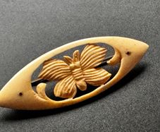 Vintage Hand Carved Floral Brooch