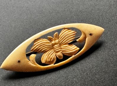 Vintage Hand Carved Floral Brooch