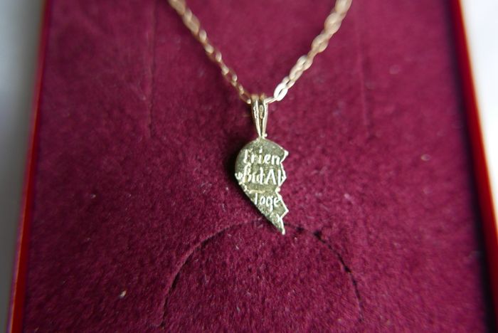 9K Yellow Gold 375 I Love You Piece of My Heart Puzzle Pendant Necklaces L9" - 0,68g