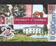 1998 Ireland 50 unit 25th Anniversary of the University of Limerick (UL) (Schlumberger SC7) Call Card Used