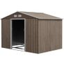 9 x 6ft Garden Metal Storage Shed, Outdoor Storage Tool House with Vents, Foundation and Lockable Double Doors, Brown Image 9