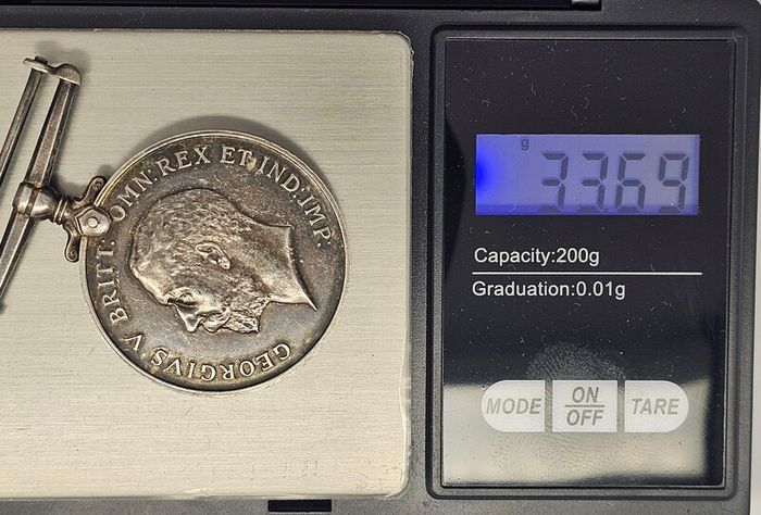 WWI 1914-1918 Silver Medal 112314 PTE. F. W. MARSHALL R. A. M. C. 33.7 Grams Sterling Silver