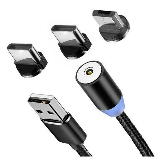 High Quality Magnetic Fast Charging Cable Type C Micro USB Samsung iPhone 360 3 in 1 LED New