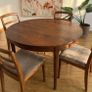 Mid Century Round Extending Dining Table & 4 G Plan Teak Chairs Image 2
