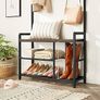Coat Rack, Hall Tree with 8 Hooks, Shoe Bench, Storage Shelves, for Entryway, Bedroom, Steel Frame, Industrial Style, Rustic Brown and Black Image 7