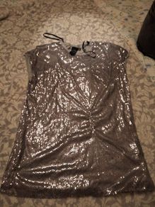Grey Sequined Top
