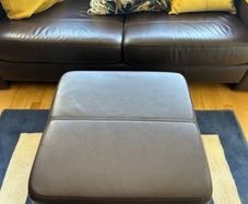 Brown Soft Leather Pouffe
