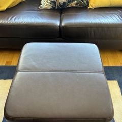 Brown Soft Leather Pouffe