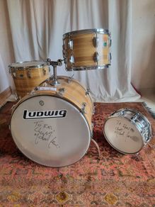 Ludwig 3 ply 70s Butcher Block and LM402 6.5 Supraphonic Snare - Blue Olive Drums Kit Led Zeppelin
