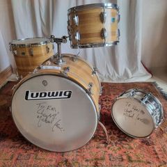 Ludwig 3 ply 70s Butcher Block and LM402 6.5 Supraphonic Snare - Blue Olive Drums Kit Led Zeppelin
