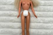 Vintage Body 1966 Mattel Barbie Blonde Hair Pink Earrings Ring Used Damaged Neck Dirty Please see pictures