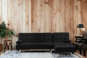 Black velvet Corner Sofa Bed Chaise Longue 236cm