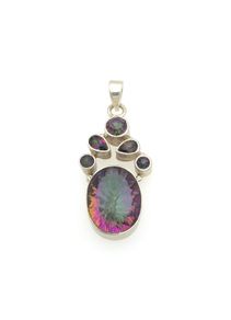Vintage 925 Sterling Silver & Mystic Topaz Pendant