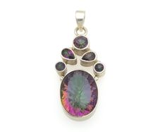 Vintage 925 Sterling Silver & Mystic Topaz Pendant