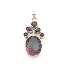 Vintage 925 Sterling Silver & Mystic Topaz Pendant