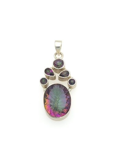 Vintage 925 Sterling Silver & Mystic Topaz Pendant
