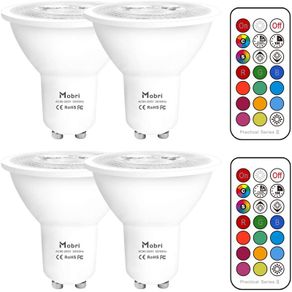 GU10 LED Bulbs, 5W Dimmable Colour Changing Spot Light Bulb with Remote, RGB+ Warm White (2700K), Timing, Double Memory (4 Pack) [Energy Class A+]